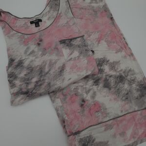 Simply Vera Wang 2 Pc Pajama Set Women's Pink & Gray Tie Die L Comfy